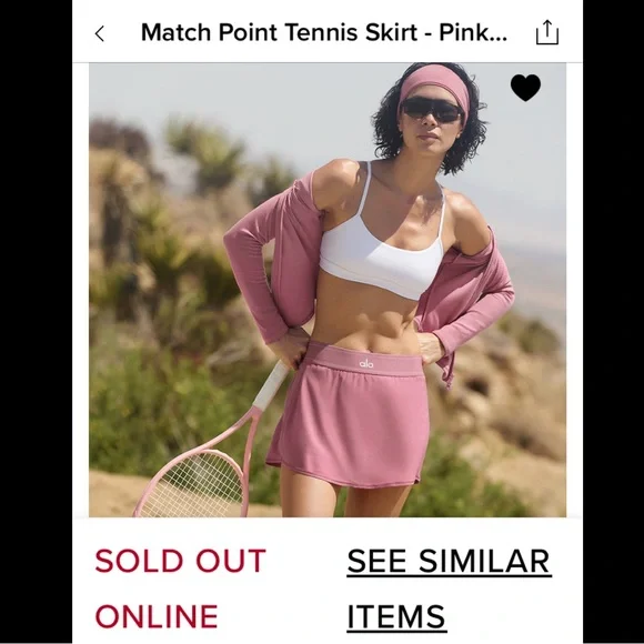 NWT AUTHENTIC ALO YOGA PINK WILD ROSE MATCH POINT SKIRT SAME DAY SHIP LAST ONE - Picture 2 of 10